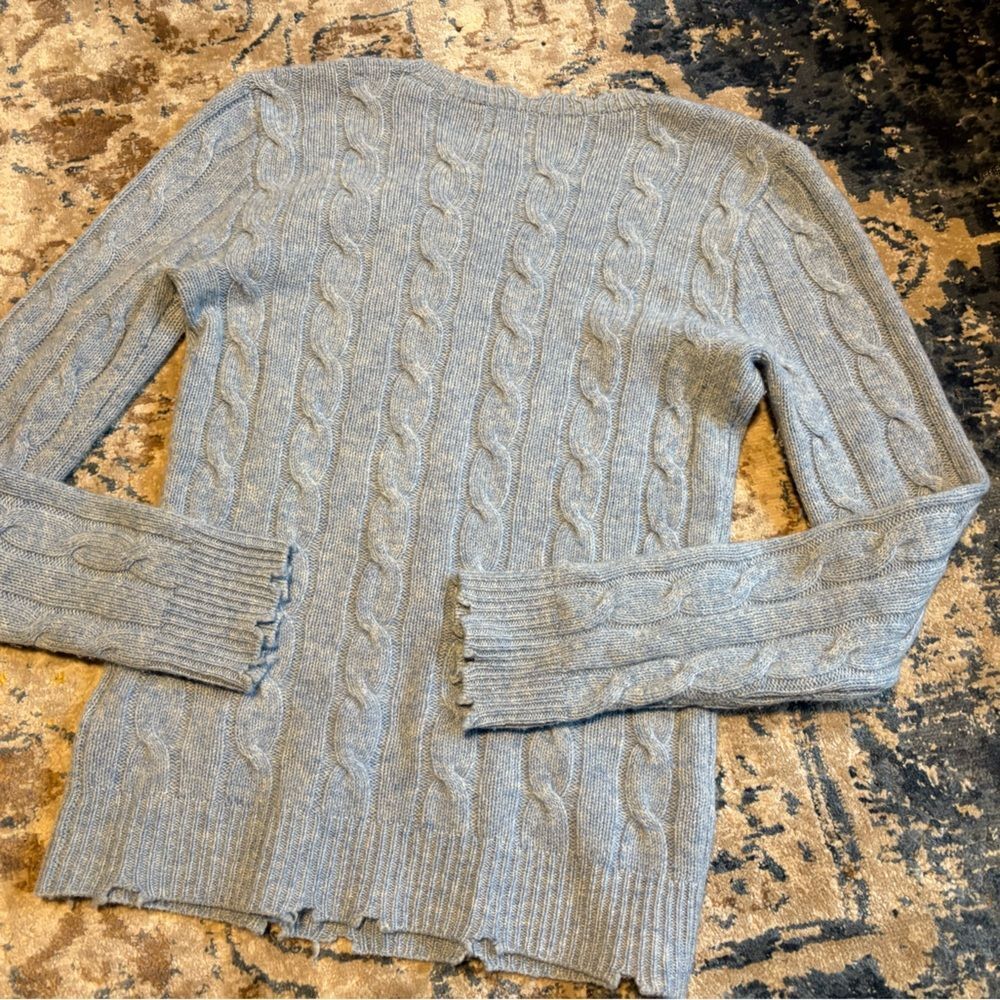 Polo Ralph Lauren Julianna Wool Cashmere Distressed Cable Knit Sweater XS - Picture 7 of 8